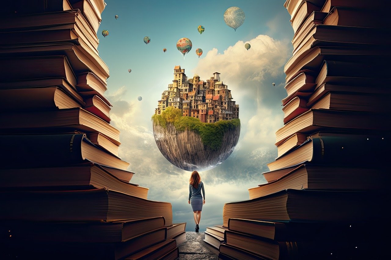 immagine di una persona che esce dalla sua casa e va verso il mondo